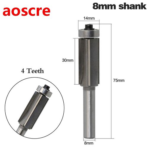 1Pc 8mm Shank 4 Teeth Extra Long Flush Trim Router Bit Beari