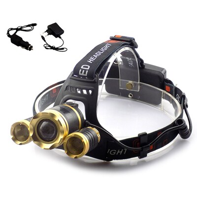 Powerful LED T6+2R2 Headlamp Zoomable Focus Frontale LED Hea