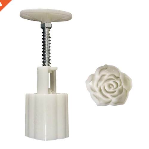 Mooncake Mold Bloom Rose Stamp Cookie Cutter Mould Press Bak