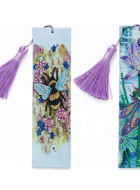 2Pcs 5D Diaond Bookark DIY Painting Bookark Leather Tasse