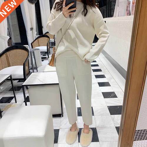 Women Sweater Two Pece Kntted Pants Sets Slm Tracksut Ch