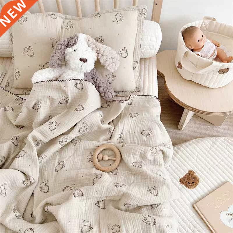 Cute Rit Print Baby Blanket 120*130CM Cotton Gauze Infant