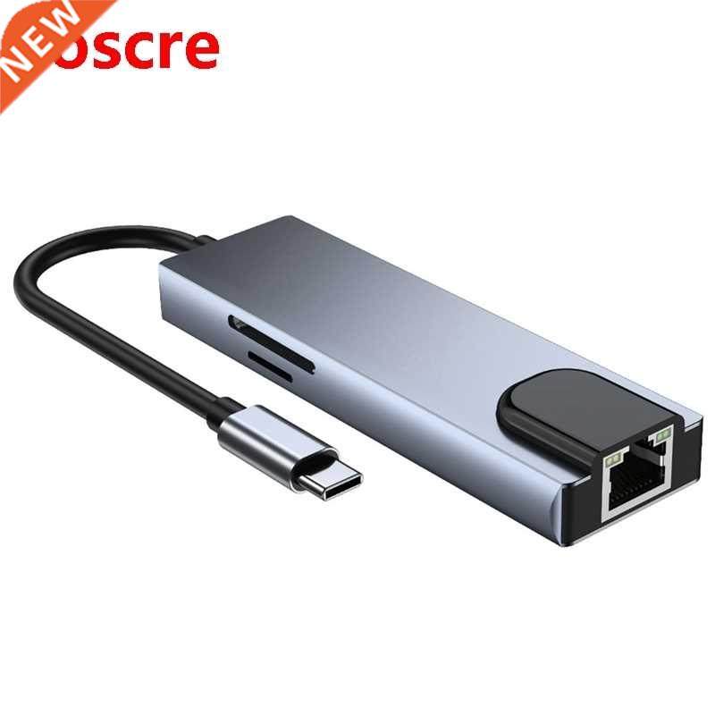 6 in 1 Type C Hub HDMI 4K USB C Hub to Gigabit Ethernet Rj49