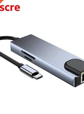 6 in 1 Type C Hub HDMI 4K USB C Hub to Gigabit Ethernet Rj49