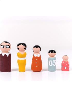 5Pcs Wooden Peg Dolls Family DIY Crafts Cake Topper Kid'