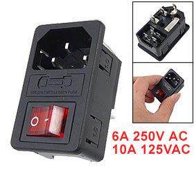 Inlet Male Power Socket with Fuse Switch 10A 250V 3 Pin IEC3