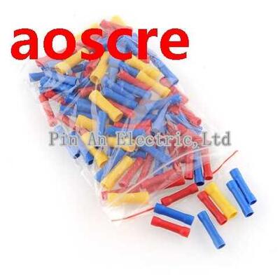 3Color 100Pcs Assortment Wire Butt Cable Insulated Electrica