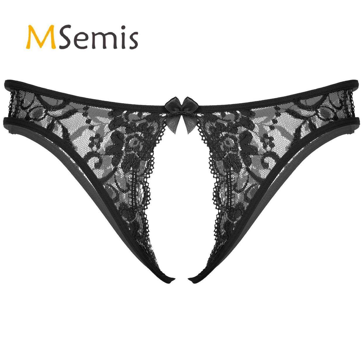 Mens Lingerie Crotchless Sissy Briefs Unwear Floral Lace