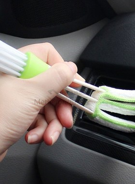 2In1 Green Car Air-conditioner Outlet Dirt Duster Cleaner Br