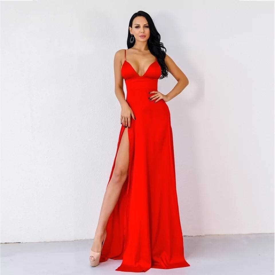 Evening High Split Dresses Female Party Elegant  Maxi Dress图片