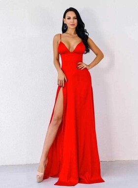 Evening High Split Dresses Female Party Elegant  Maxi Dress
