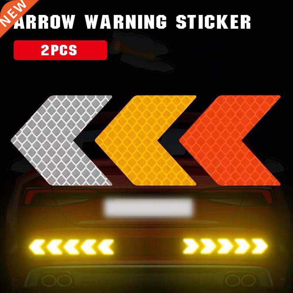 4PCS Car Reflective Sticker Warning Decals Arrows Pattern Mo