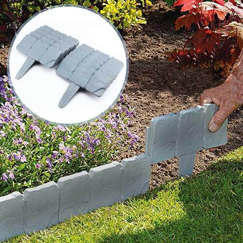 20pcs Imitation Stone Fence Plastic Garden Fence Patchwork F