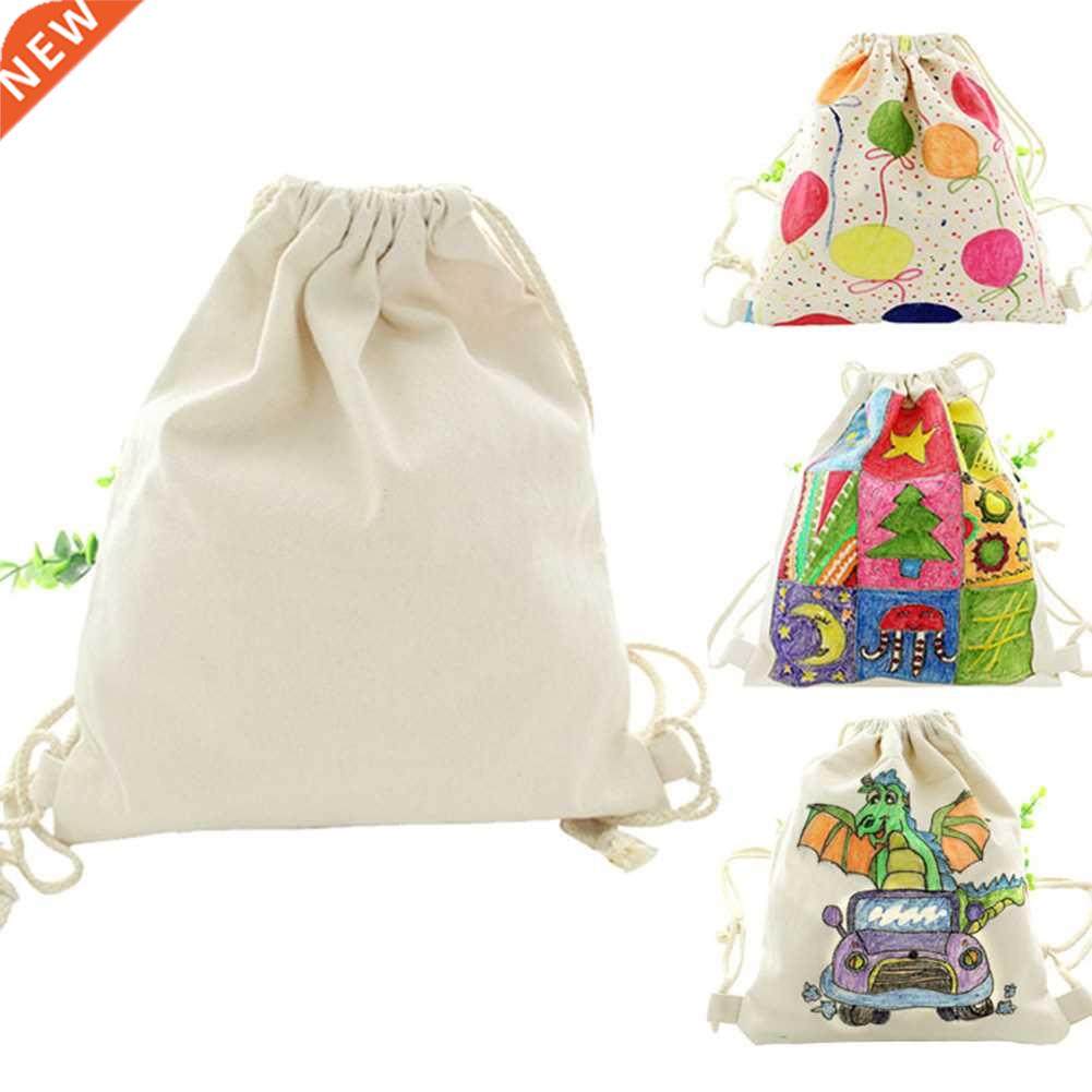 Blank DIY Hand Painting Drawstring Backpack Canvas Backpack