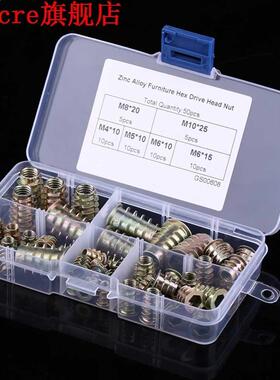 50pcs M4/M5/M6/M8/M10 Zinc Alloy Screw-in Type Hex Drive Thr