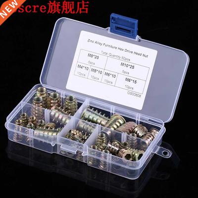 50pcs M4/M5/M6/M8/M10 Zinc Alloy Screw-in Type Hex Drive Thr