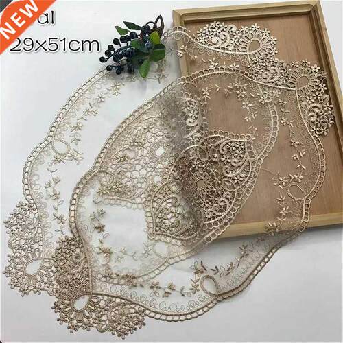 European Lace Embroidery Luxury Oval Placemat Coffee Coaster