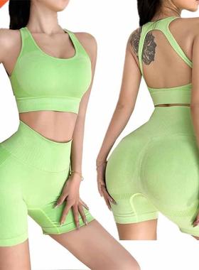 2 Pcs Seamless Yoga Sets Sport Clothes for Women Set Joggin