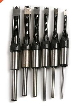 6pcs HSS Square Hole Drill Bit Mortising Chisel Set Mortiser