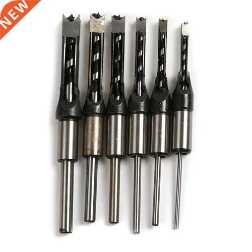 6pcs HSS Square Hole Drill Bit Mortising Chisel Set Mortiser