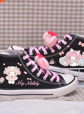 Spring Autumn New Cartoon Print Student High-top Shoes Cut