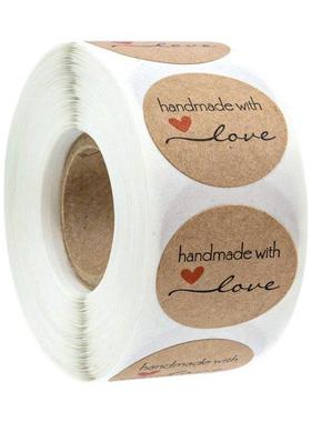 100-500pcs Kraft Paper Sticker Homemade With Love Stickers S