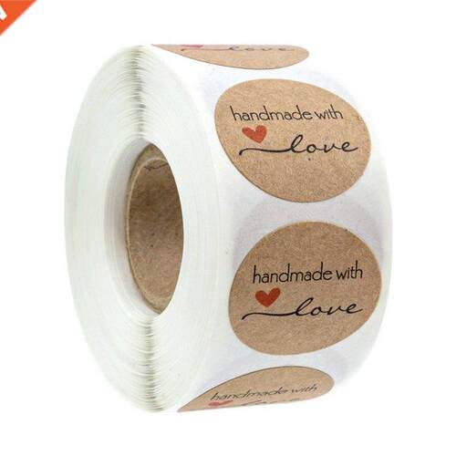 100-500pcs Kraft Paper Sticker Homemade With Love Stickers S