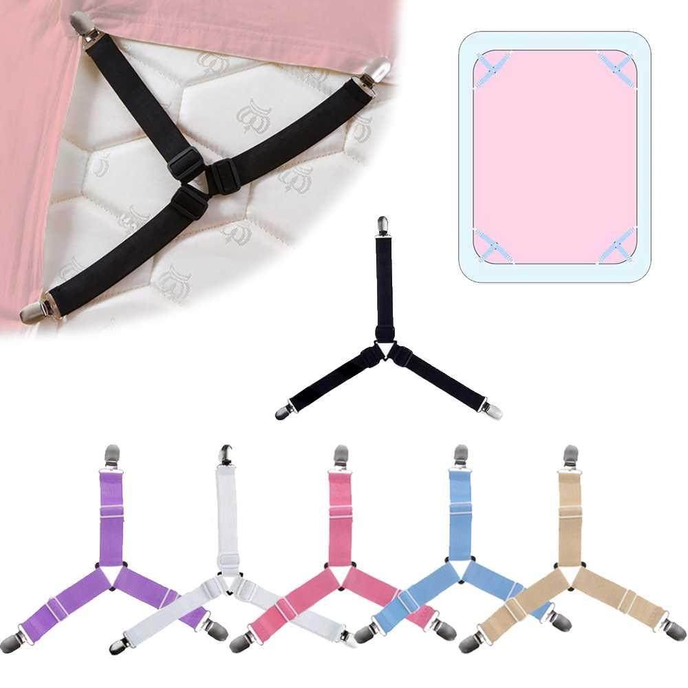 4PCS/Set Elastic Bed Sheet Grippers Adjustable Belt Fastener