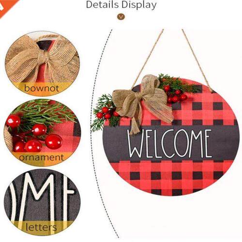 Welcome Sign Front Porch Decor Door Hanging Gift for Christ