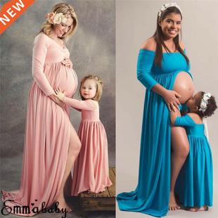 Cotton Family Matching Clothes Maxi Gown Maternity Photograp