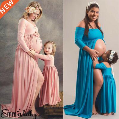 Cotton Family Matching Clothes Maxi Gown Maternity Photograp