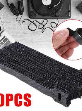 Mayitr Cable Winder 50Pcs Black Cable Cord Nylon Strap Reusa