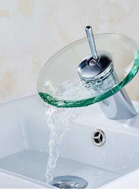 Single Lever Hot and Cold Mix Tap Desk Mounted Glass Waterfa