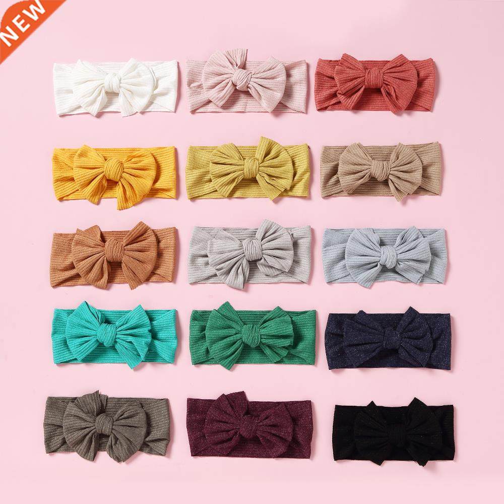 1pcs Solid Color Bowknot Baby Headband Elastic Turban Hairba