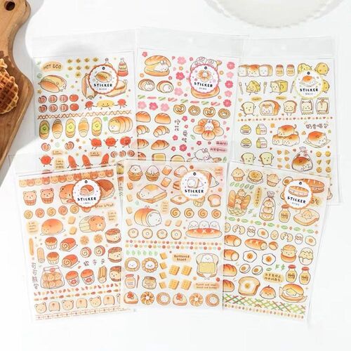 1sheet/bag 6 Designs  Bear Drink Toast Bread Deco Diary