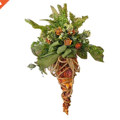 Easter Bunny Carrot Shape Wreath With Burlap Bow Simulation