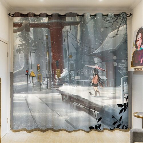 Anime Blackout Curtain Demon Slayer Japan Manga 3D Print