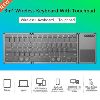 Wireless Foldable Bluetooth-Compatible Keyboard Portable wit