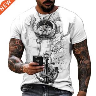 Summer Compass 3D Printed Men's T-shirts Hip-Hop Style L