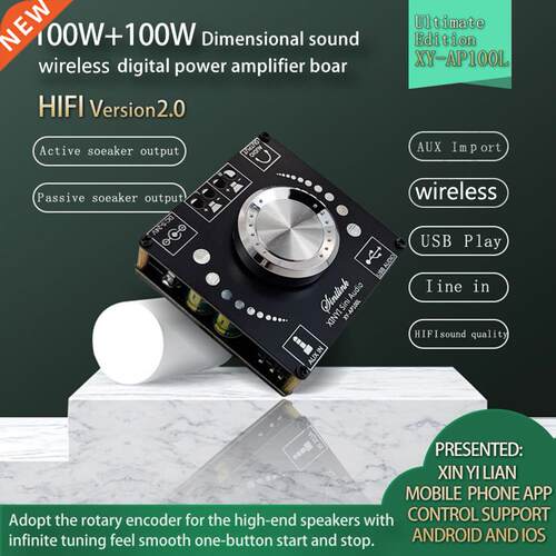 XY-AP100L 100WX2 Bluetooth 5.0 Stereo Amplifier Board AUX US