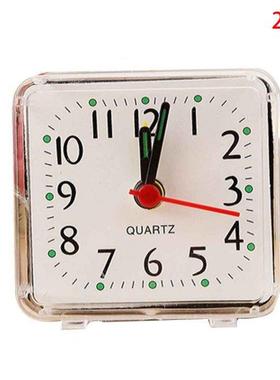 2 Pieces Square Small Bed Alarm Clock Transparent Case Compa