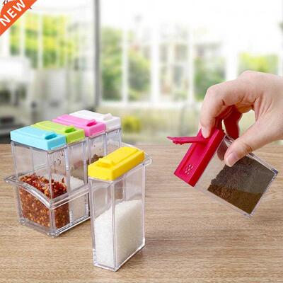 6Pcs Seasoning Box Storage Bottle Jars Salt Pepper Cumin Pow
