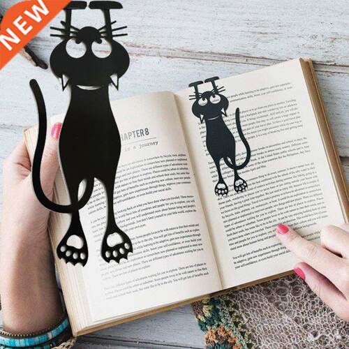 1/2/5Pc Kawaii Black Cat Bookmarks for Books 3D Plastic Ster