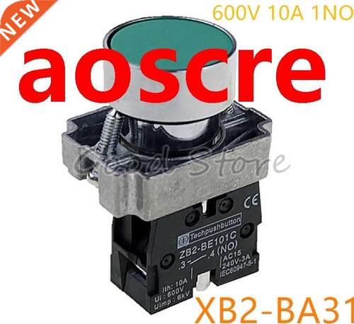 1Pcs XB2-BA31 NO 600V 10A 22mm Green Momentary Push Button