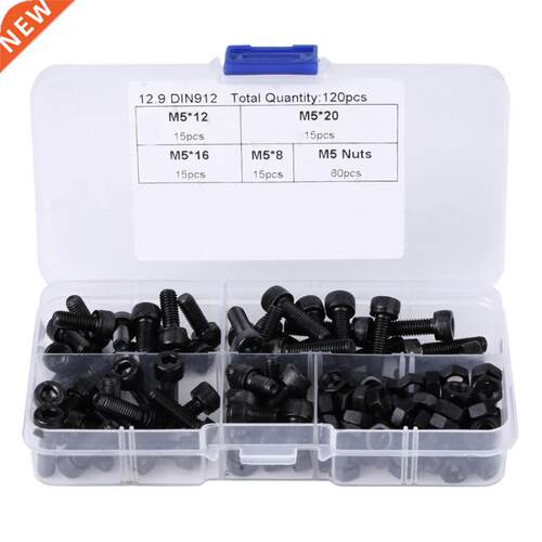 120pcs M5*8 12 16 20 Hex Socket Cap Screws Bolts Nuts Fasten