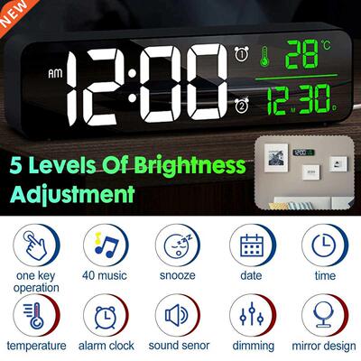 LED Digital Alarm Clocks With Snooze Digital Time Music Dual