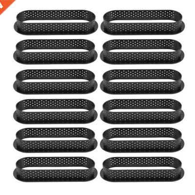 12 Peces Oval Tart Rngs Heat-Resstant Perforated Cake Mou