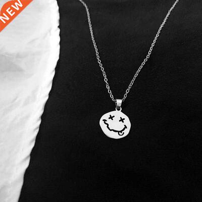 Kpop Smiley Face Necklace Goth Hip Hop Egirl Chain Smile Pen