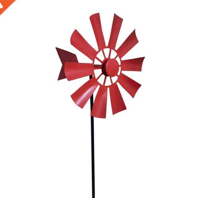 G6DA Wrought Iron Rotating Windmill Metal Wind Spinner Lands