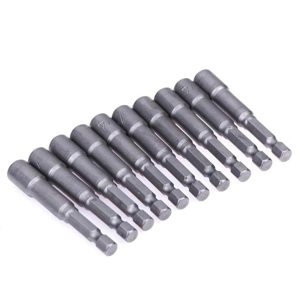 10pcs Hex Nut Driver Socket Adaptor Set 1/4